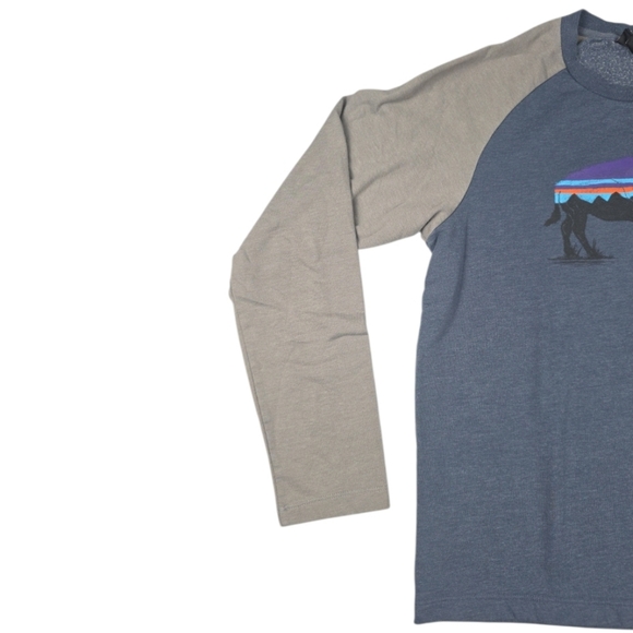 Patagonia Fitz Roy Bison Lightweight Crew Sweatshirt Mens Size Med Blue - Picture 4 of 10